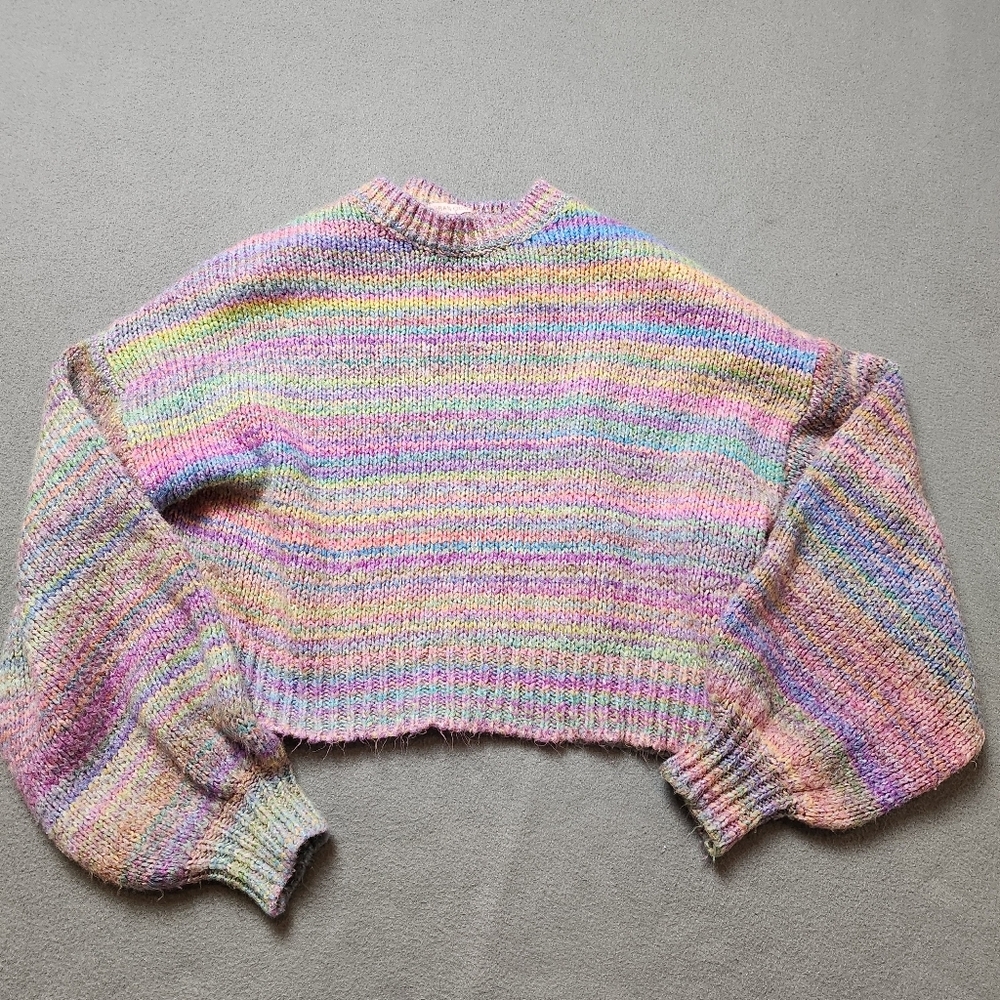 URBAN OUTFITTERS Agatha balloon sleeve rainbow sweater - Picture 8 of 15